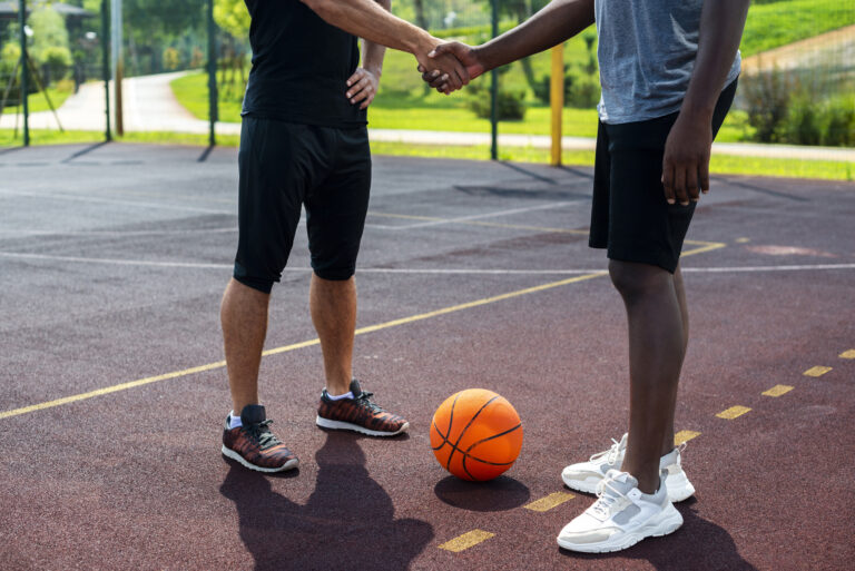 Shaking hands basketball